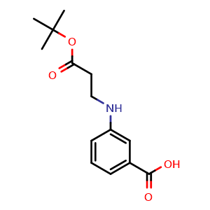 Chemical structure of 3-[(3-tert-Butoxy-3-oxo-propyl)amino]benzoic acid , AChemBlock AD291592