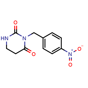 Chemical structure of 3-[(4-Nitrophenyl)methyl]hexahydropyrimidine-2,4-dione , AChemBlock AD291594