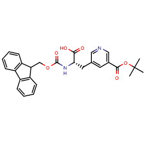 Chemical structure of (2S)-3-(5-tert-Butoxycarbonyl-3-pyridyl)-2-(9H-fluoren-9-ylmethoxycarbonylamino)propanoic acid , AChemBlock AD291597