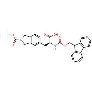 Chemical structure of (2S)-3-(2-tert-Butoxycarbonylisoindolin-5-yl)-2-(9H-fluoren-9-ylmethoxycarbonylamino)propanoic acid , AChemBlock AD291599