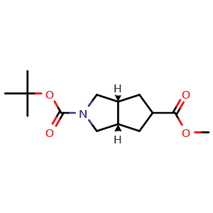 Chemical structure of O2-tert-Butyl O5-methyl (3aR,6aS)-3,3a,4,5,6,6a-hexahydro-1H-cyclopenta[c]pyrrole-2,5-dicarboxylate , AChemBlock AD291601