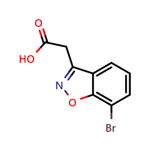 Chemical structure of 2-(7-Bromo-1,2-benzoxazol-3-yl)acetic acid , AChemBlock AD291611