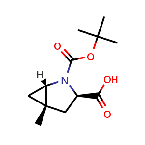 Chemical structure of (1S,3R,5S)-2-tert-Butoxycarbonyl-5-methyl-2-azabicyclo[3.1.0]hexane-3-carboxylic acid , AChemBlock AD291614