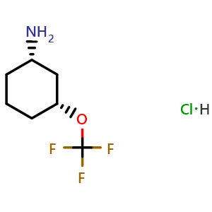 Chemical structure of (1S,3R)-3-(Trifluoromethoxy)cyclohexanamine hydrochloride , AChemBlock AD291615