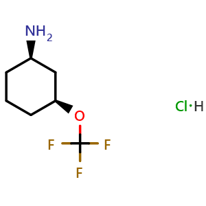 Chemical structure of (1R,3S)-3-(Trifluoromethoxy)cyclohexanamine hydrochloride , AChemBlock AD291616