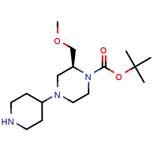 Chemical structure of tert-Butyl (2S)-2-(methoxymethyl)-4-(4-piperidyl)piperazine-1-carboxylate , AChemBlock AD291617