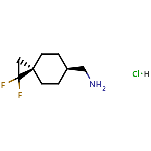 Chemical structure of trans-(2,2-difluorospiro[2.5]octan-6-yl)methanamine hydrochloride , AChemBlock AD291619