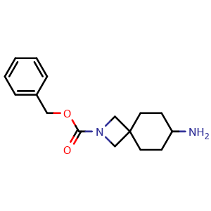 Chemical structure of Benzyl 7-amino-2-azaspiro[3.5]nonane-2-carboxylate , AChemBlock AD291625