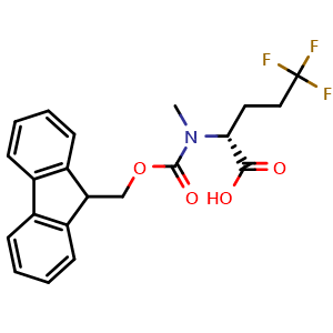 Chemical structure of (2R)-2-[9H-Fluoren-9-ylmethoxycarbonyl(methyl)amino]-5,5,5-trifluoro-pentanoic acid , AChemBlock AD291627