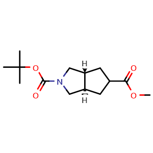 Chemical structure of trans-O2-tert-butyl O5-methy-3,3a,4,5,6,6a-hexahydro-1H-cyclopenta[c]pyrrole-2,5-dicarboxylate , AChemBlock AD291629