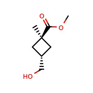 Chemical structure of trans-methyl 3-(hydroxymethyl)-1-methyl-cyclobutanecarboxylate , AChemBlock AD291631