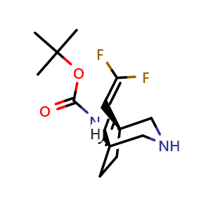 Chemical structure of tert-Butyl (1R,5R)-1-(2,2-difluorovinyl)-3,8-diazabicyclo[3.2.1]octane-8-carboxylate , AChemBlock AD291632