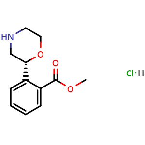 Chemical structure of Methyl 2-[(2R)-morpholin-2-yl]benzoate hydrochloride , AChemBlock AD291634