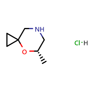 Chemical structure of (5S)-5-Methyl-4-oxa-7-azaspiro[2.5]octane hydrochloride , AChemBlock AD291638