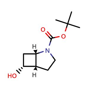 Chemical structure of rel-tert-Butyl (1S,5S,6R)-6-hydroxy-2-azabicyclo[3.2.0]heptane-2-carboxylate , AChemBlock AD291640