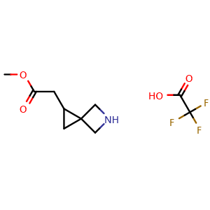 Chemical structure of Methyl 2-(5-azaspiro[2.3]hexan-2-yl)acetate trifluoroacetate , AChemBlock AD291645