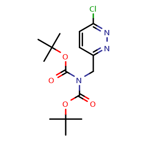 Chemical structure of tert-Butyl (tert-Butoxycarbonyl)((6-chloropyridazin-3-yl)methyl)carbamate , AChemBlock AD291647