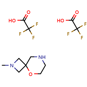 Chemical structure of 2-Methyl-5-oxa-2,8-diazaspiro[3.5]nonane bis(2,2,2-trifluoroacetic acid) , AChemBlock AD291649