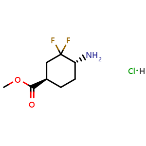 Chemical structure of Methyl trans-4-amino-3,3-difluorocyclohexane-1-carboxylate hydrochloride , AChemBlock AD291661