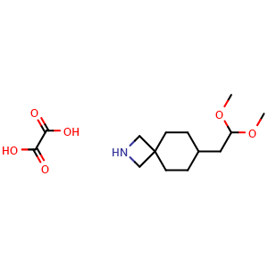 Chemical structure of 7-(2,2-Dimethoxyethyl)-2-azaspiro[3.5]nonane oxalic acid , AChemBlock AD291671