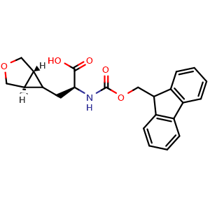 Chemical structure of (2S)-2-(9H-fluoren-9-ylmethoxycarbonylamino)-3-[trans-3-oxabicyclo[3.1.0]hexan-6-yl]propanoic acid , AChemBlock AD291672