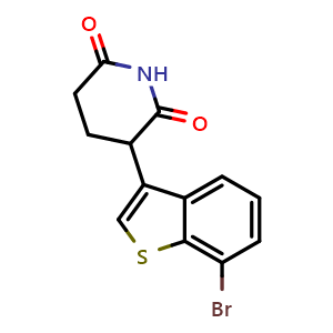 Chemical structure of 3-(7-Bromobenzothiophen-3-yl)piperidine-2,6-dione , AChemBlock AD291675