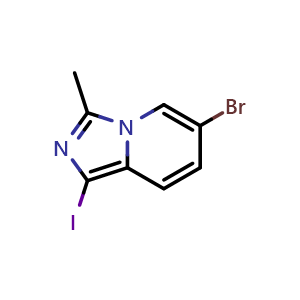 Chemical structure of 6-Bromo-1-iodo-3-methyl-imidazo[1,5-a]pyridine , AChemBlock AD291681