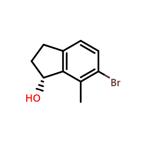 Chemical structure of (1R)-6-Bromo-7-methyl-indan-1-ol , AChemBlock AD291687