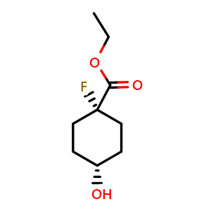 Chemical structure of cis-ethyl 1-fluoro-4-hydroxy-cyclohexanecarboxylate , AChemBlock AD291688