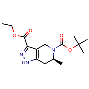 Chemical structure of O5-tert-Butyl O3-ethyl (6S)-6-methyl-1,4,6,7-tetrahydropyrazolo[4,3-c]pyridine-3,5-dicarboxylate , AChemBlock AD291689