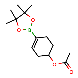 Chemical structure of [4-(4,4,5,5-Tetramethyl-1,3,2-dioxaborolan-2-yl)cyclohex-3-en-1-yl] acetate , AChemBlock AD291691