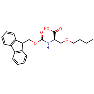 Chemical structure of (2R)-3-Butoxy-2-(9H-fluoren-9-ylmethoxycarbonylamino)propanoic acid , AChemBlock AD291693
