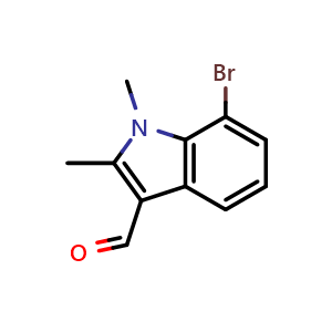 Chemical structure of 7-Bromo-1,2-dimethyl-indole-3-carbaldehyde , AChemBlock AD291695