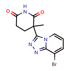 Chemical structure of 3-(8-Bromo-[1,2,4]triazolo[4,3-a]pyridin-3-yl)-3-methyl-piperidine-2,6-dione , AChemBlock AD291696