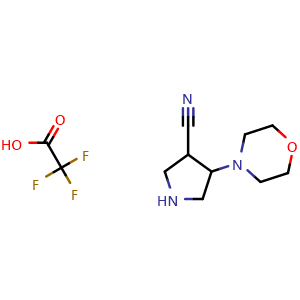 Chemical structure of 4-Morpholinopyrrolidine-3-carbonitrile 2,2,2-trifluoroacetic acid , AChemBlock AD291699