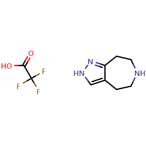 Chemical structure of 2,4,5,6,7,8-Hexahydropyrazolo[3,4-d]azepine 2,2,2-trifluoroacetic acid , AChemBlock AD291703