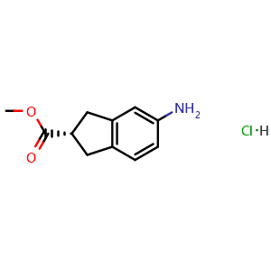 Chemical structure of Methyl (2S)-5-aminoindane-2-carboxylate hydrochloride , AChemBlock AD291704