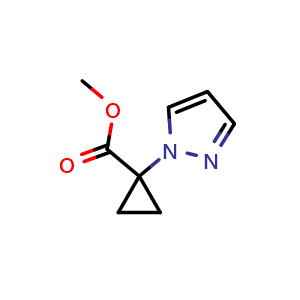 Chemical structure of Methyl 1-(1H-pyrazol-1-yl)cyclopropane-1-carboxylate , AChemBlock AD291713