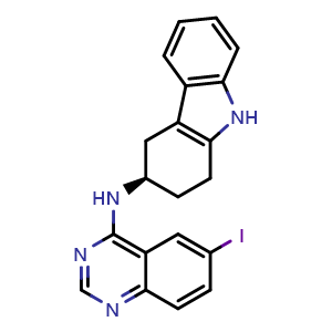 Chemical structure of (R)-N-(6-Iodoquinazolin-4-yl)-2,3,4,9-tetrahydro-1H-carbazol-3-amine , AChemBlock AD291717