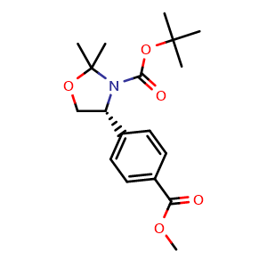 Chemical structure of tert-Butyl (R)-4-(4-(methoxycarbonyl)phenyl)-2,2-dimethyloxazolidine-3-carboxylate , AChemBlock AD291718