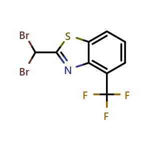 Chemical structure of 2-(Dibromomethyl)-4-(trifluoromethyl)benzo[d]thiazole , AChemBlock AD291720