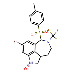 Chemical structure of 8-Bromo-6-tosyl-5-(trifluoromethyl)-2,3,4,6-tetrahydro-1H-azepino[5,4,3-cd]indol-1-one , AChemBlock AD291731
