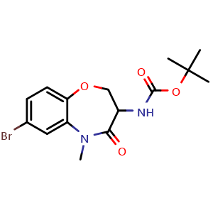 Chemical structure of tert-Butyl (7-bromo-5-methyl-4-oxo-2,3,4,5-tetrahydrobenzo[b][1,4]oxazepin-3-yl)carbamate , AChemBlock AD291740