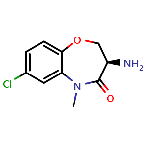 Chemical structure of (R)-3-Amino-7-chloro-5-methyl-2,3-dihydrobenzo[b][1,4]oxazepin-4(5H)-one , AChemBlock AD291741