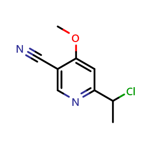 Chemical structure of 6-(1-Chloroethyl)-4-methoxynicotinonitrile , AChemBlock AD291745