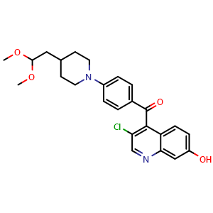 Chemical structure of (3-Chloro-7-hydroxyquinolin-4-yl)(4-(4-(2,2-dimethoxyethyl)piperidin-1-yl)phenyl)methanone , AChemBlock AD291754