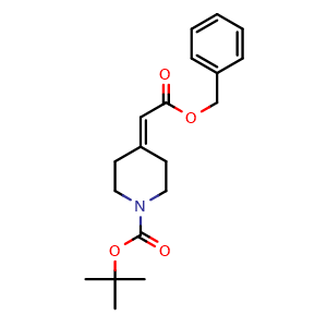 Chemical structure of tert-Butyl 4-(2-(benzyloxy)-2-oxoethylidene)piperidine-1-carboxylate , AChemBlock AD291756