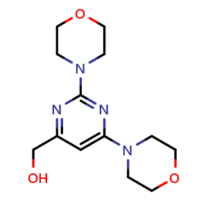 Chemical structure of (2,6-Dimorpholinopyrimidin-4-yl)methanol , AChemBlock AD291765