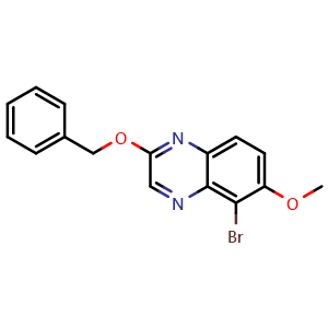 Chemical structure of 2-(Benzyloxy)-5-bromo-6-methoxyquinoxaline , AChemBlock AD291769