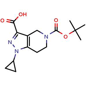 Chemical structure of 5-[(tert-Butoxy)carbonyl]-1-cyclopropyl-1H,4H,5H,6H,7H-pyrazolo[4,3-c]pyridine-3-carboxylic acid , AChemBlock AD291777